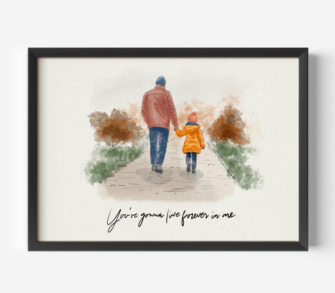 Father Daughter Painting Family Watercolor Handdrawn Aquarell Print ...