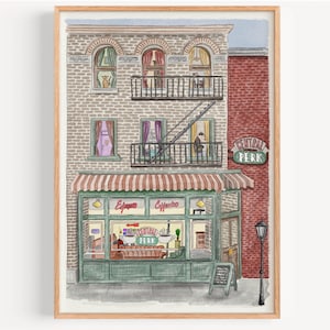Friends Painting Central Perk New York from Friends Merch TV Show hand-drawn watercolor painting print