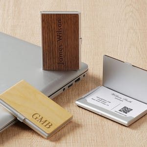 Visitekaarthouder, gepersonaliseerde kaartendoos, Vaderdagcadeau, aangepast cadeau collega&#39;s, Moederdagcadeau voor moeder, gepersonaliseerd cadeau voor haar