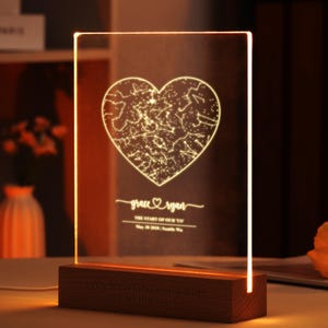 Luce notturna personalizzata con mappa stellare, regalo per coppie inciso, regalo per lui, lampada da tavolo con mappa delle costellazioni, regalo di anniversario con mappa delle stelle