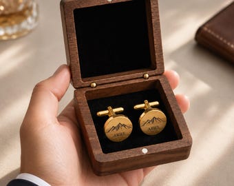 Personalized Cufflinks Box With Design Gift For Him,Engraved Name Cufflinks For BestMan,Wedding Gift For Groomsman Gift,Anniversary Gift