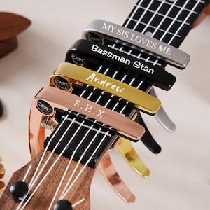 Custom Wooden Guitar Capo For Him,Personalized Guitar Picks For Father&#39;s Day Gift, Ideas Wooden Capo, Music Gift for Guitarist Musician