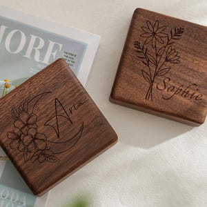 Personalized Wood Keepsake Box Gift For Her,Custom Birth Flower Jewelry Box with Name For Mother&#39;s Day Gift,Proposal Gifts,Birthday Gifts