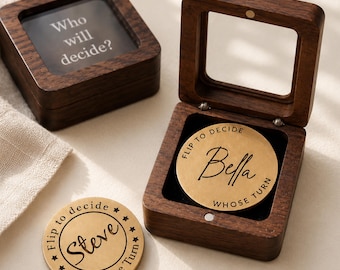 Personalized Decision Flip Coin,Custom Decision Coin Box,Couples Flip Coin,Engraved Coin Box,Family Gift For Christmas,Couple Gift For Him