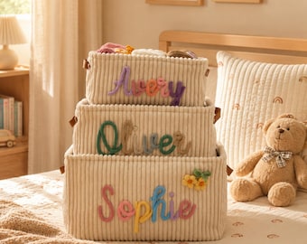 Personalized Baby Storage Basket, Custom Name Nursery Organizer, Baby Shower Gift, Toy Basket for Nursery Decor