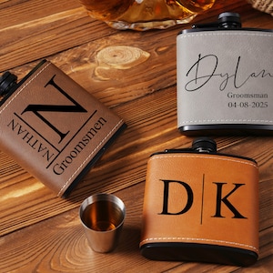 Juego de regalo de frasco personalizado para regalo de bodas, frasco de cadera negro personalizado con embudo para amantes del whisky, frasco de bolsillo portátil, regalo para papá