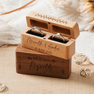 Handmade Monogram Wooden Ring Box,Engraved Ring Box For Anniversary Gifts,Customized Wooden Ring Box For Wedding Gifts,Keepsake Gift For Her