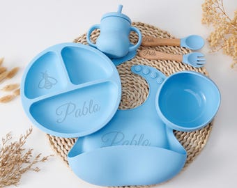 Personalized Kid Weaning Set For Birthday Gift,Unique Baby Shower Gift For Her,Custom Toddler Feeding Set Gift For Him,EcoFriendly Baby Bowl