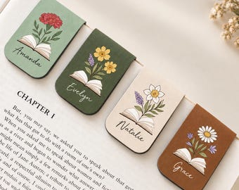 Personalized Magnetic Bookmark with Birth Flower and Name,Book Lover Gift