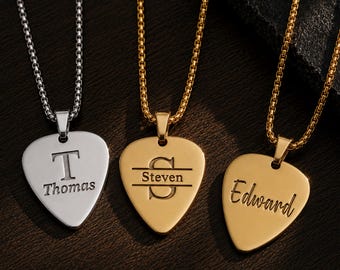 Personalized Guitar Pick Necklace, Custom Engraved Guitarist Gift, Song Lyrics Necklace, Birthday Gift for Musician, Christmas Gift for Him