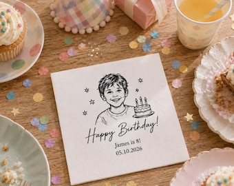 Personalized Photo Napkins with Your Own Picture, Custom Cocktail Napkins, Birthday Party Decorations,Gifts for Her,Gifts for Kids