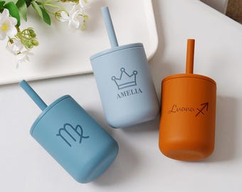 Personalized Logo Engraved Baby Cup,Eco-friendly Toddler Cup Daycare Water Bottle For Birthday Gift,Custom Toddler Tumbler with Straw