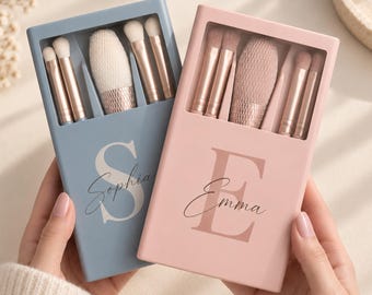Personalised Makeup Brush Set with Name Case,Bridesmaid Gifts for Her