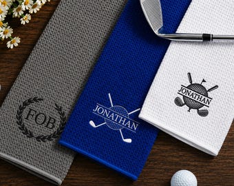 Personalized Golf Towel, Embroidered Golf Towel with Name, Custom Golf Gift for Men, Golf Gifts for Dad, Monogram Golf Bag Towel