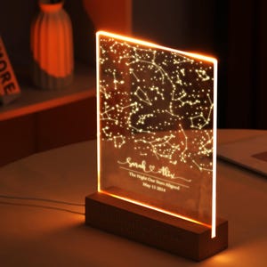Lámpara de constelación personalizada, regalo para novio/novia, lámpara acrílica con mapa estelar del cielo nocturno, regalo de aniversario, regalo de boda