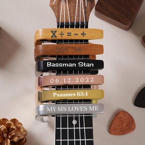 Custom Wooden Guitar Capo For Him,Personalized Guitar Accessories For Fathers Day Gift, Ideas Wood Capo, Music Gift for Guitarist Musician
