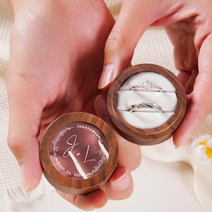 Coffret pour alliances personnalisé, Porte-anneaux double en bois, Porte-anneaux pour proposition de fiançailles, Coffret pour porte-alliances, Étui pour bagues de cérémonie de mariage