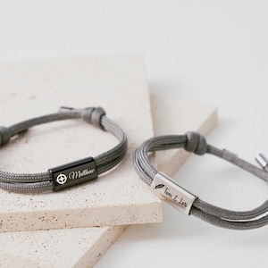 Engraved Men&#39;s Bracelet Gift For Him, Handmade Surfer Bracelet With Name Engraved For Birthday Gift, Adjustable Bracelet For Keepsake Gift