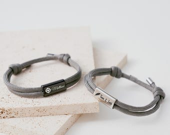 Engraved Men's Bracelet Gift For Him, Handmade Surfer Bracelet With Name Engraved For Birthday Gift, Adjustable Bracelet For Keepsake Gift