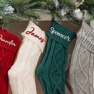 2025 Embroidered Christmas Stocking,Custom Family Christmas Stockings,Personalized Knitted Stockings With Name,Monogram Stocking,Decor Gift