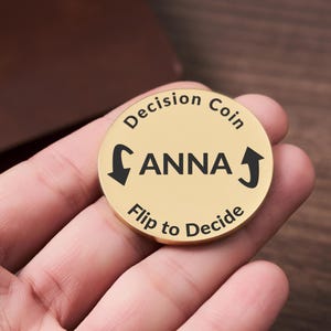 Personalized Decision Flip Coin,Custom Name Decision Coin,Couples Flip Coin,Engraved Coin,Valentine’s Day Gift For Him,Couple Gift For Him