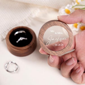 Personalized Wooden Ring Box, Round Engagement Ring Box, Double Ring Bearer Box, Custom Ring Box, Wedding Ring Box, Valentine's Gift Gor Her