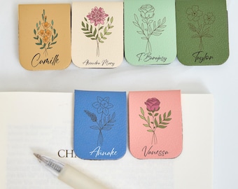 Engraved Magnetic Bookmark – Custom Leather Magnet Bookmark with Name or Initials, Unique Book Accessories for Him or Her