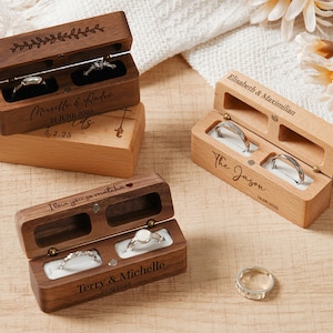 Handmade Unique Ring Box Wood,Engraved Ring Box For Anniversary Gifts,Customized Wooden Ring Box For Wedding Gifts,Keepsake Gift For Her