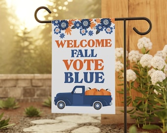 Vote Blue Democratic Fall Yard Flag, Fall Progressive Garden Flag