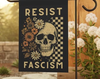 Bandera de jardín demócrata anti-Trump para Halloween, bandera liberal para Halloween, bandera de jardín anti-MEGA educada, bandera anti-Trump, bandera anti-Trump educada y divertida.