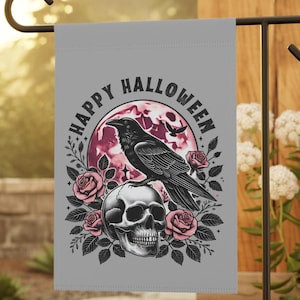 Halloween Decorative Yard Flag, Gifts-for-Halloween, Gift-for Halloween-Lover, Gifte-for Halloween, Crow Lover Gifted, Gift-for Halloween