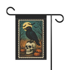 Halloween Decorative Yard Flag, Gifts-for-Halloween, Gift-for Halloween-Lover, Gifte-for Halloween, Crow Lover Gifted, Black Raven Crowing image 5