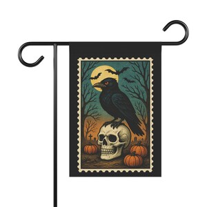 Halloween Decorative Yard Flag, Gifts-for-Halloween, Gift-for Halloween-Lover, Gifte-for Halloween, Crow Lover Gifted, Black Raven Crowing image 6