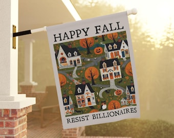 Progressive Anti Billionaire Fall Yard Flag, Fall Progressive Garden Flag