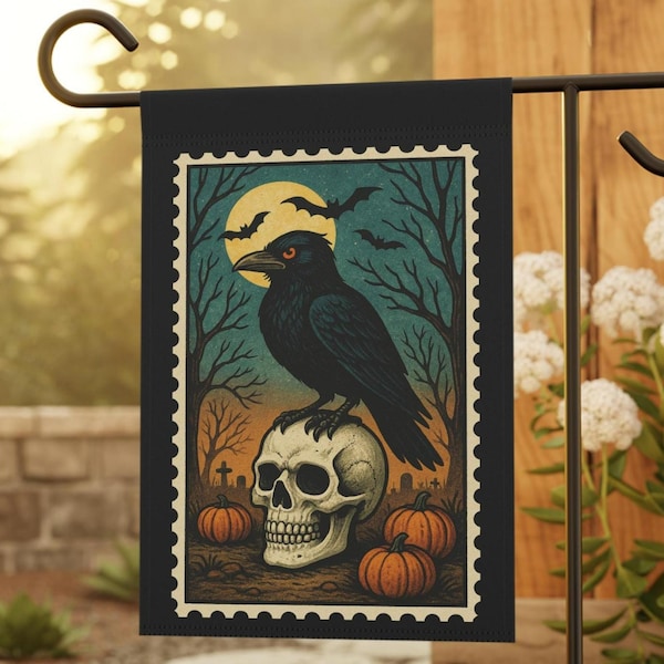 Halloween Dekorative Yard Flagge, Geschenke-für-Halloween, Geschenk-für-Halloween-Liebhaber, Geschenk-für-Halloween, Krähe Liebhaber beschenkt, schwarzer Rabe Krähen