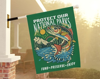 Bandera de jardín para proteger los parques nacionales, bandera de jardín para parques nacionales, regalo para amantes de los parques, regalo para excursionistas, regalo para acampar, protección de tierras públicas