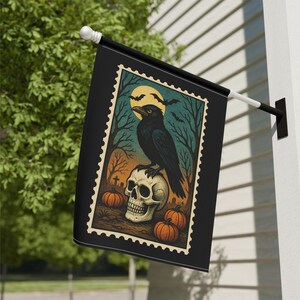Halloween Decorative Yard Flag, Gifts-for-Halloween, Gift-for Halloween-Lover, Gifte-for Halloween, Crow Lover Gifted, Black Raven Crowing image 3