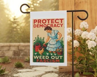 Protect Democracy Yard Flag, Anti Fascism Sign, Political Garden Flag