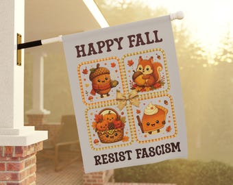 Democratic Anti Fascism Yard Flag, Fall Progressive Garden Flag