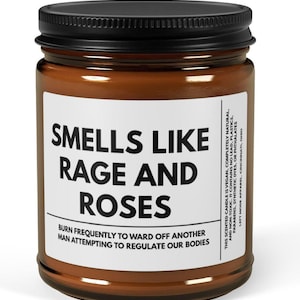 Vela de soja com aroma de raiva e rosas, presente de justiça social, presente para feministas democratas, presente político democrata engraçado, feministas