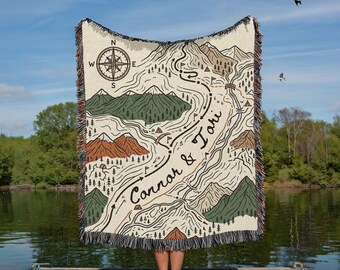 Gepersonaliseerde outdoor geweven deken, cadeau voor backpackers, gepersonaliseerd huwelijksgeschenk, gepersonaliseerde deken voor huisdieren