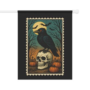 Halloween Decorative Yard Flag, Gifts-for-Halloween, Gift-for Halloween-Lover, Gifte-for Halloween, Crow Lover Gifted, Black Raven Crowing image 7