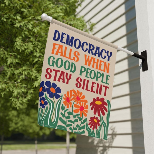 Retro Blumen Democracy Yard Flagge, Pro-Demokratie Gartendekoration