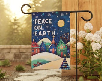 Peace on Earth Folk Art Yard Flag, Peaceful Flag, Social Justice Flag
