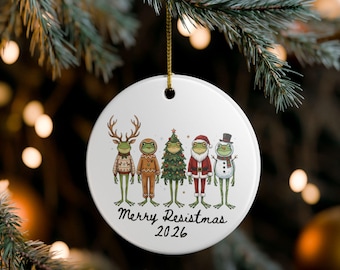 Portlandgroda söt glad resistmas julprydnad, minnesvärd julgransprydnad 2026