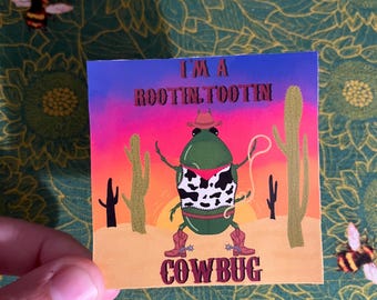 Rootin Tootin Cowbug Sticker, bug sticker, insect sticker, beetle sticker, cowboy sticker, laptop sticker, water bottle sticker