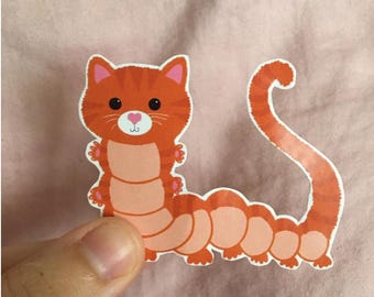 Caterpillar Sticker, bug sticker, insect sticker, cat sticker, animal sticker, pet sticker, laptop sticker, water bottle sticker