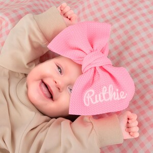 Personalized Baby Name Headband Bows, Embroidered Name Baby Headwrap,Baby Shower Gift,New Baby Headband,Baby Headband,Baby Bow,Baby Headwrap