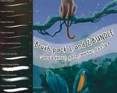 Digital Procreate Brush Pack BUNDLE | Brush pack 1 and 2 | Colored pencil, marker, charcoals, pen brushes, textured illustration brushes