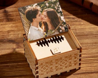 Scatola musicale digitale personalizzata - Foto in legno personalizzata - Riproduci qualsiasi canzone o voce - Regalo di anniversario - Ricordo unico